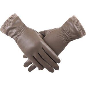 Women's Wool Fleece Lined Warm Gloves Touchscreen Texting Thick Driving Khaki